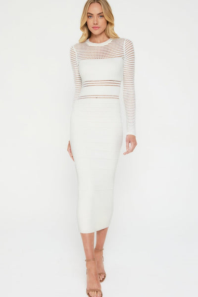 Jessa Crochet Midi Dress - White - SHOPJAUS - JAUS