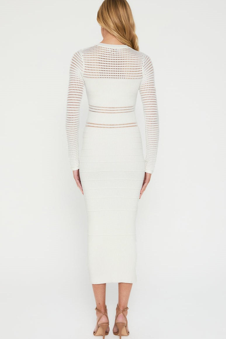 Jessa Crochet Midi Dress - White - SHOPJAUS - JAUS