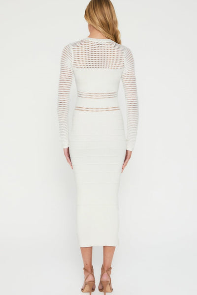 Jessa Crochet Midi Dress - White - SHOPJAUS - JAUS