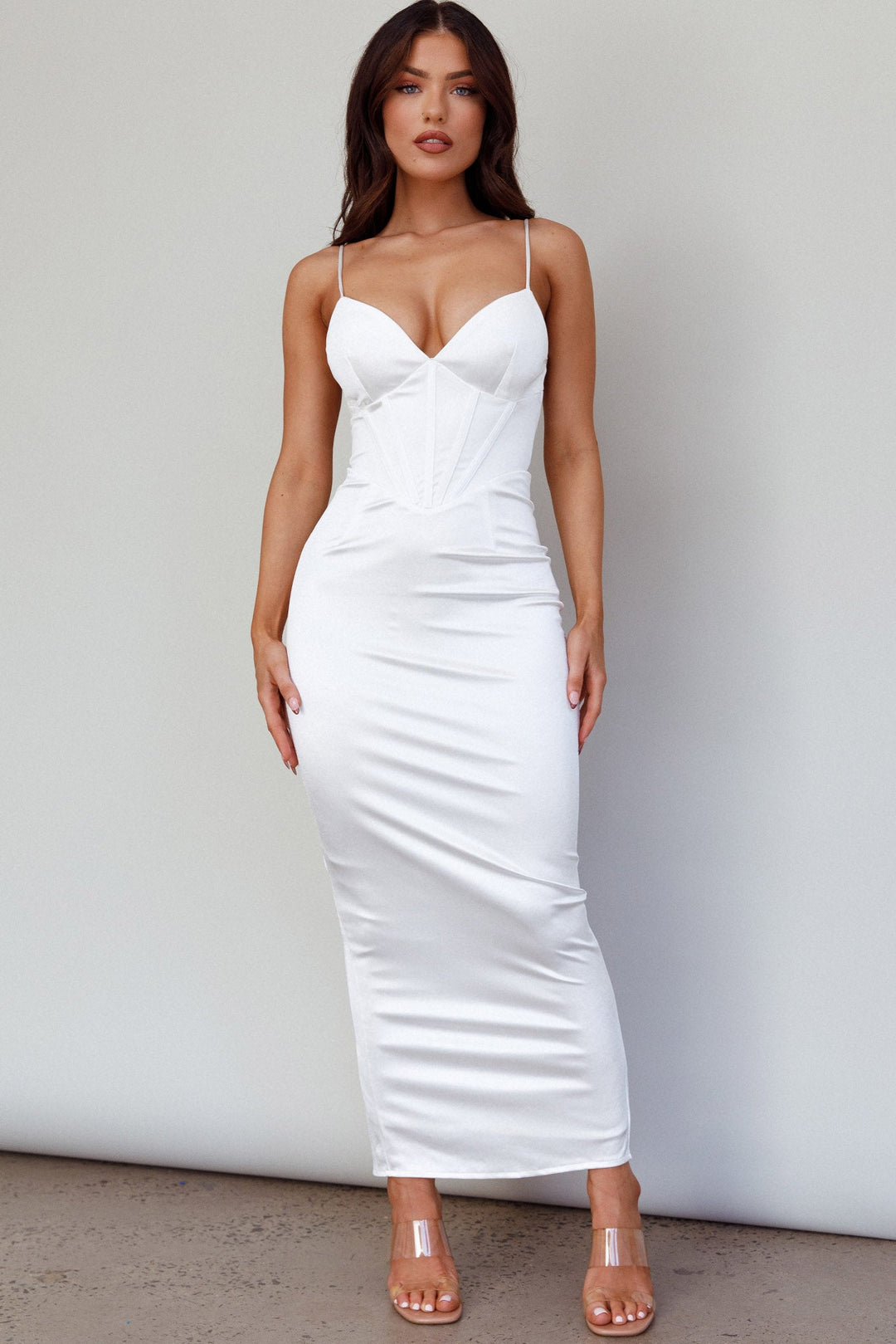 low back white midi dress Sasha Sera Lace Up Back Dress - White
