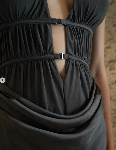 Celine Satin Maxi Dress - Black - SHOPJAUS - JAUS