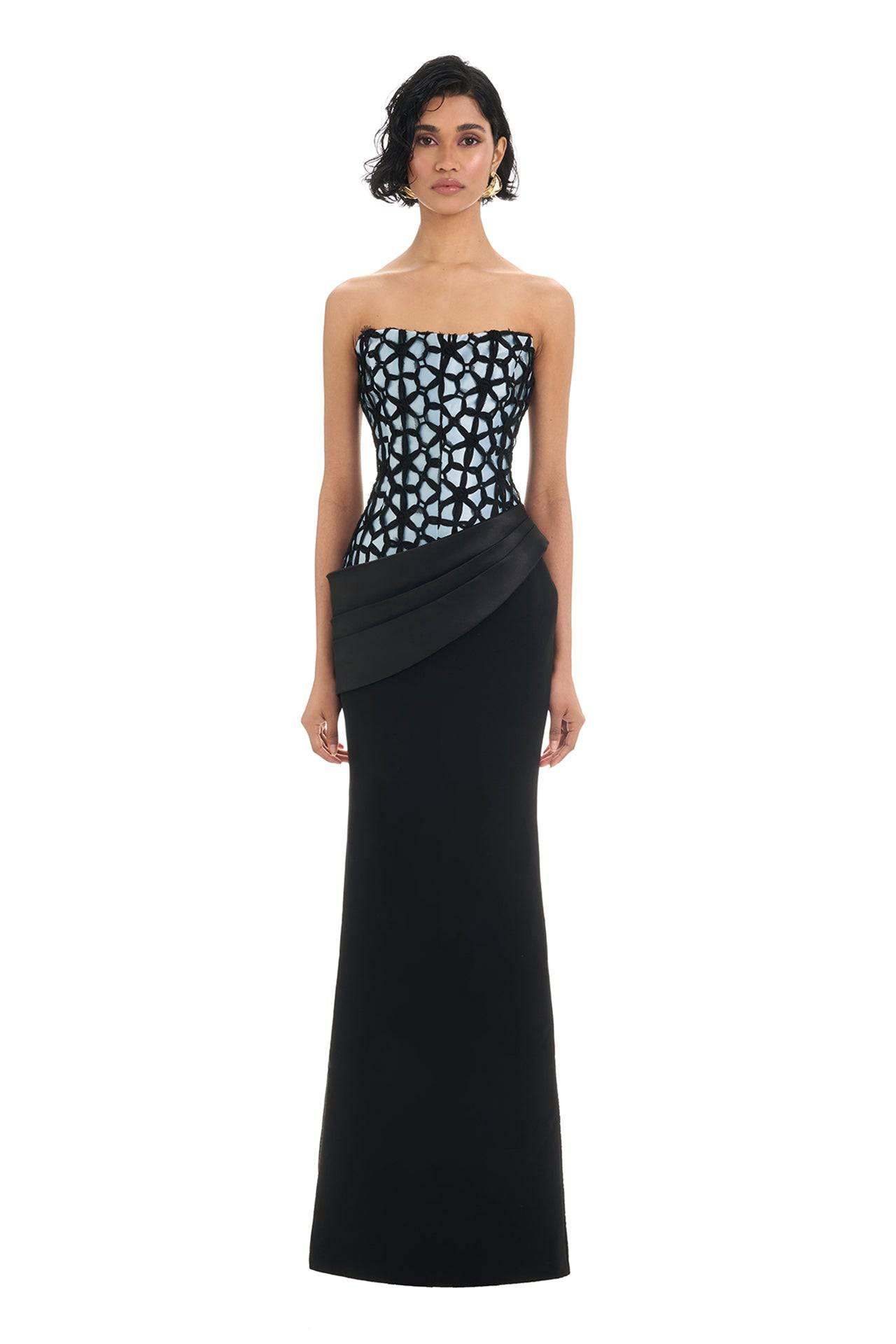 Sidonia Gown - Black/Blue - SHOPJAUS - JAUS