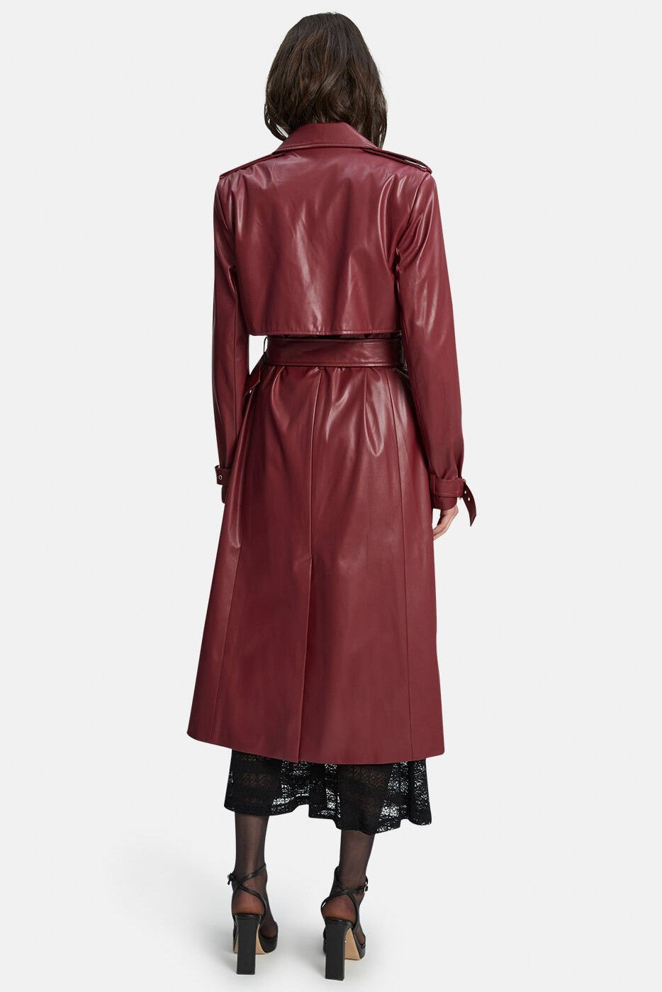 Vegan Leather Trench Coat - Burgundy | JAUS Vegan Leather Trench Coat - Burgundy | JAUS