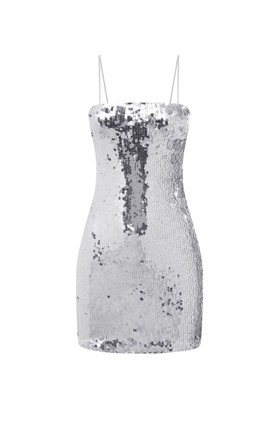 Vesina Mini Dress - Silver - SHOPJAUS - JAUS