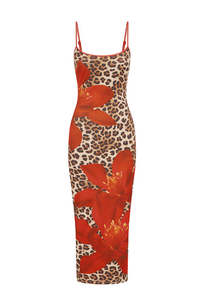 Victoria Midi Dress - Leopard Floral - SHOPJAUS - JAUS