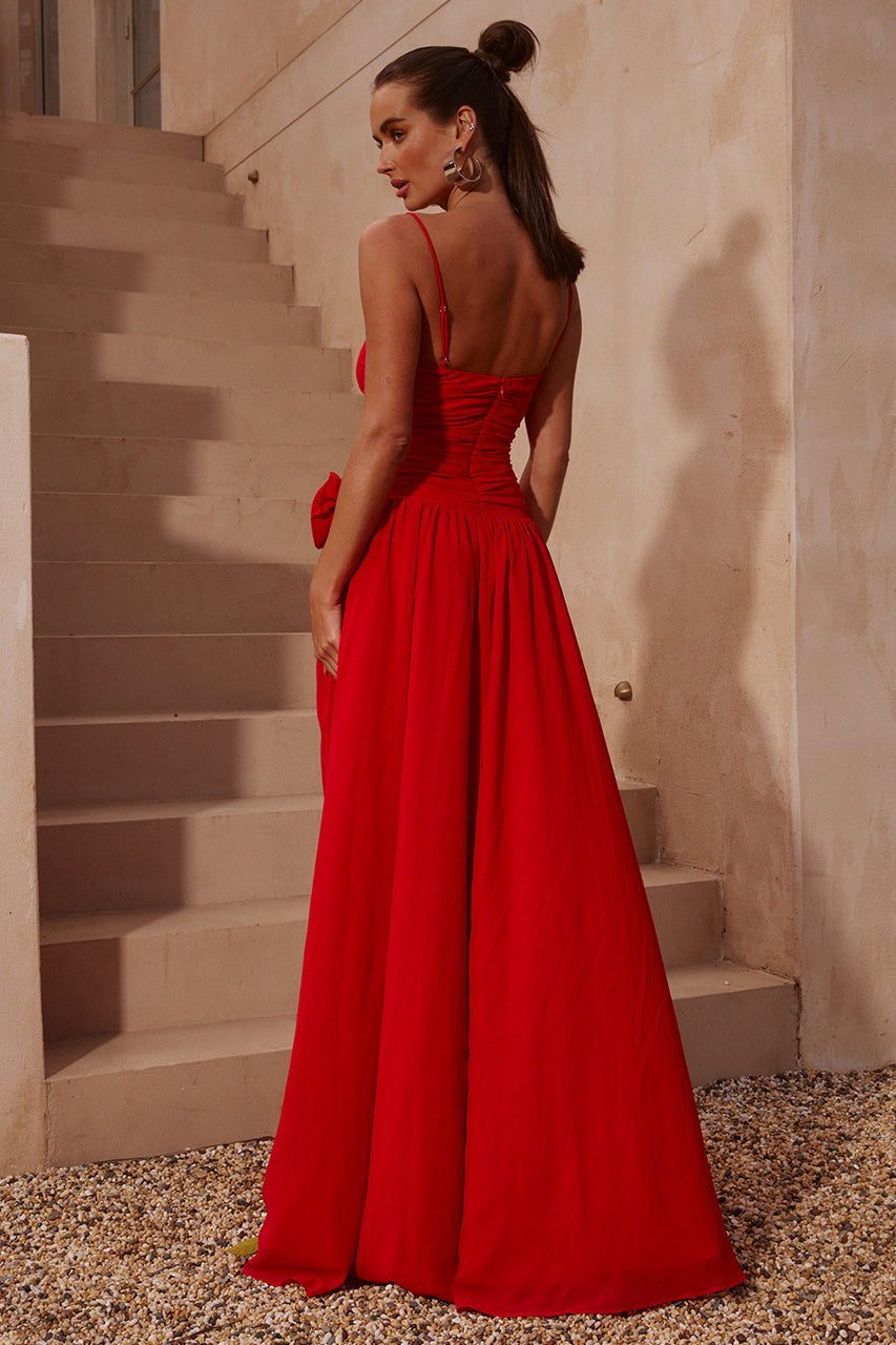 danika maxi dress DANIKA SIDE SLIT MAXI DRESS - RED