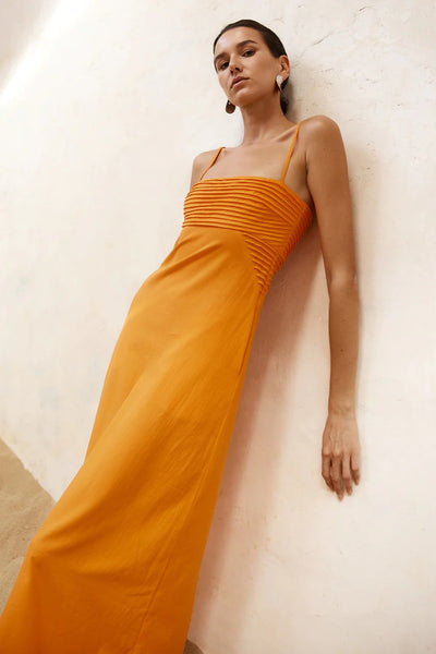 Arista Long Midi Dress - Orange - SHOPJAUS - JAUS