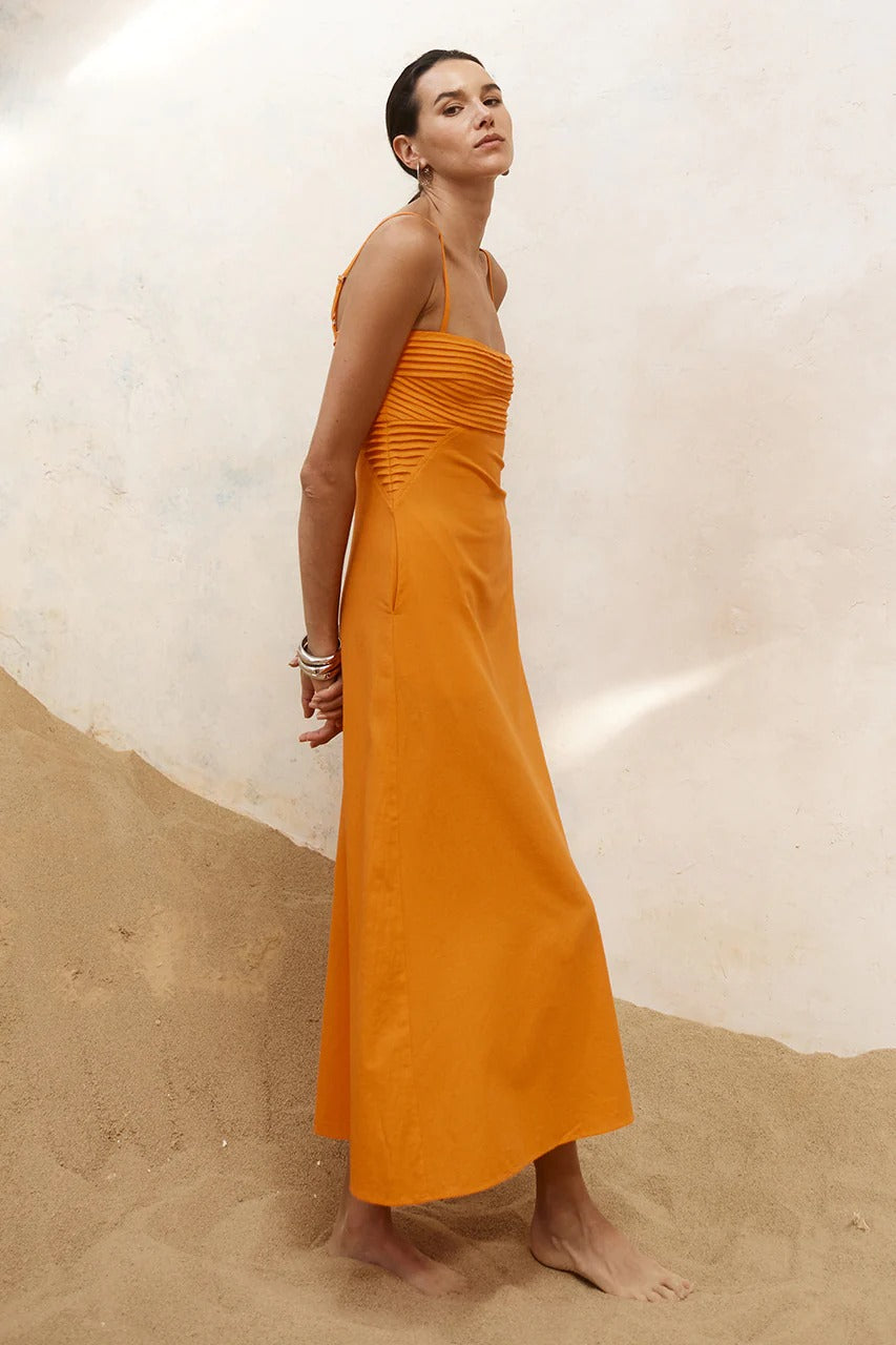 Arista Long Midi Dress - Orange - SHOPJAUS - JAUS