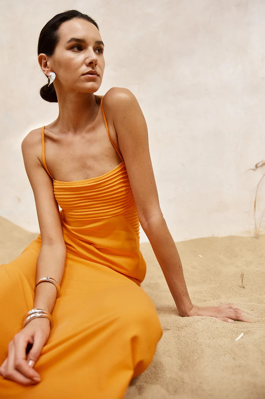 Arista Long Midi Dress - Orange - SHOPJAUS - JAUS