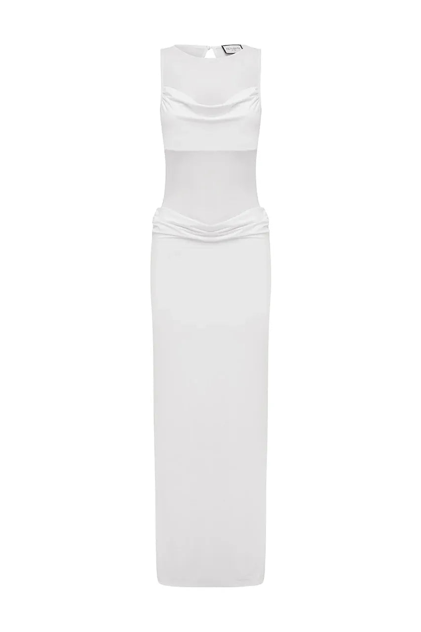 Wilona Sleeveless Cowl Maxi Dress - White | JAUS Large / White