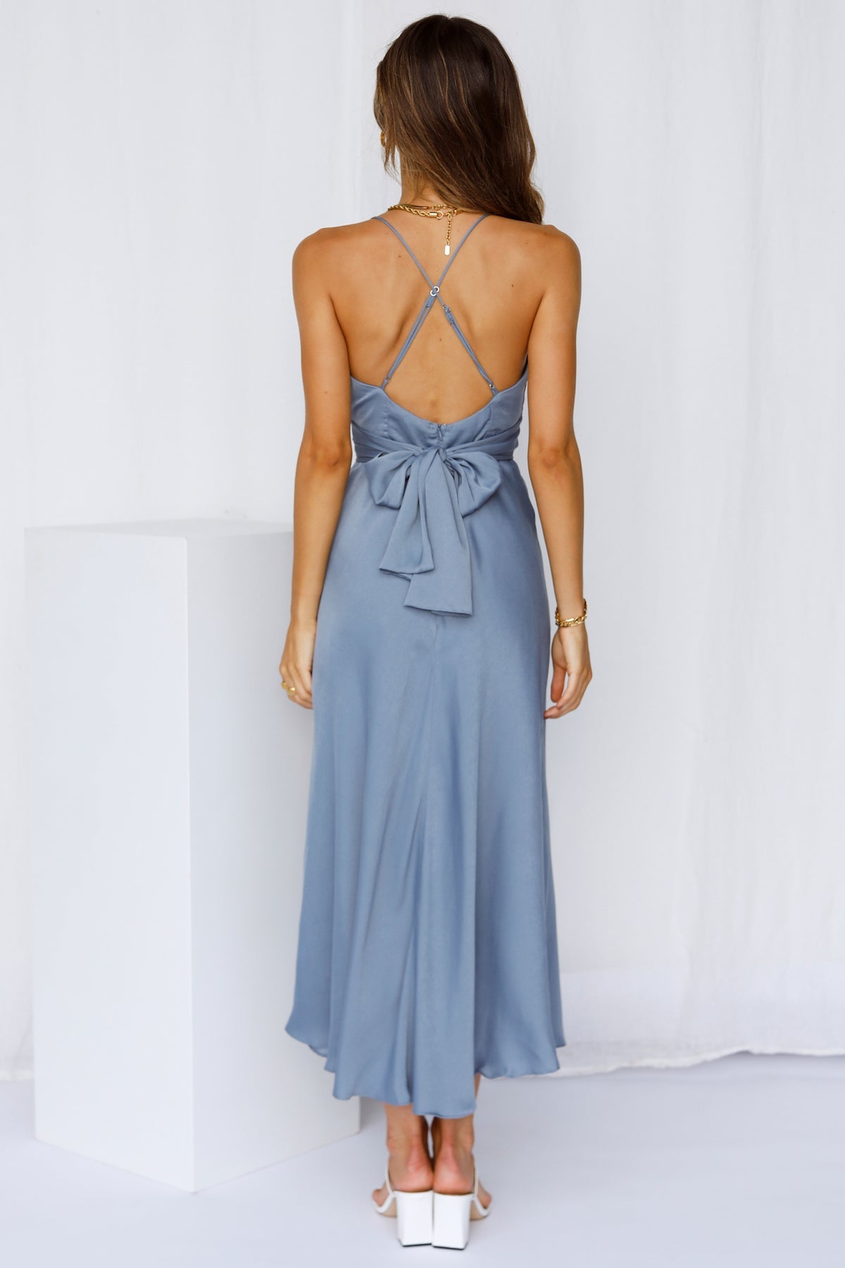 Skye Midi Dress - Dusty Blue | JAUS Skye Midi Dress - Dusty Blue | JAUS