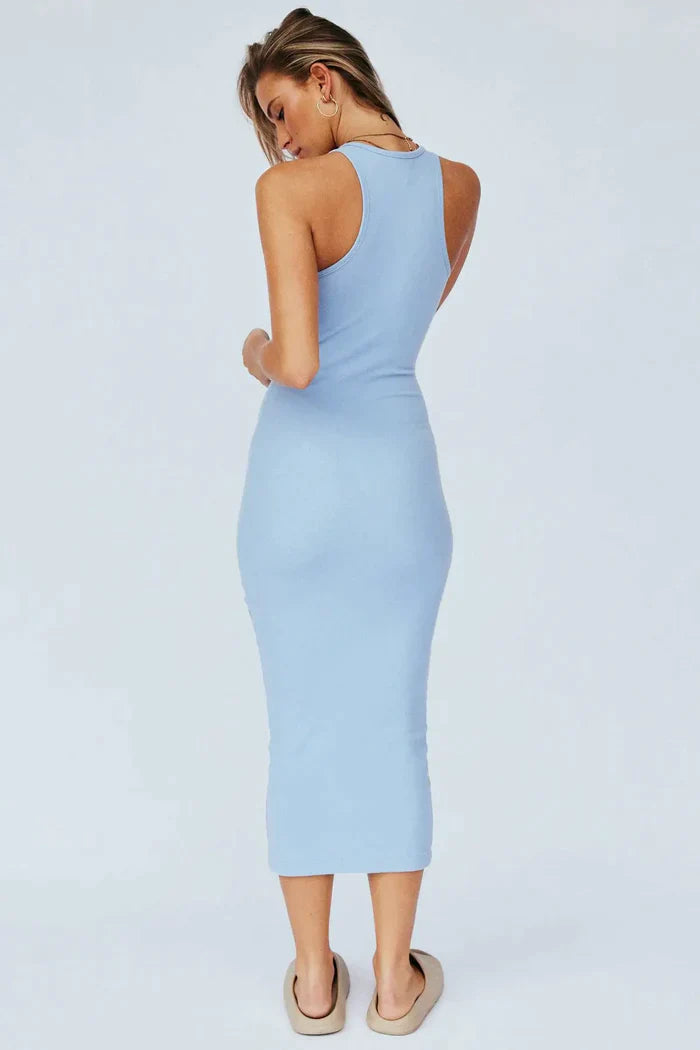 Ace Rib Dress - Blue - JAUS