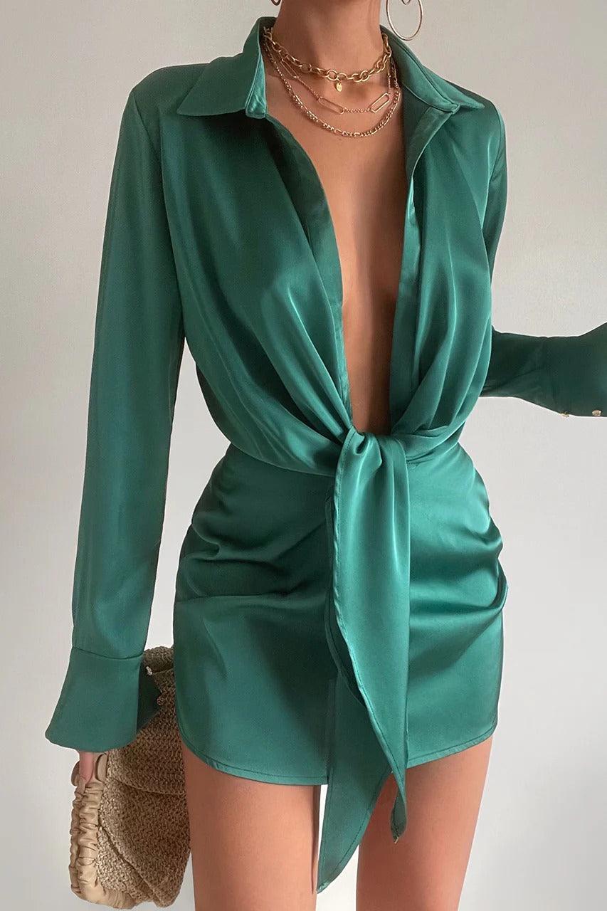 Aja Mini Dress - Emerald | JAUS