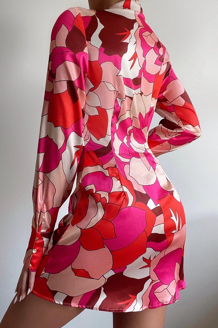 Aja Mini Dress - Fuchsia Print - JAUS