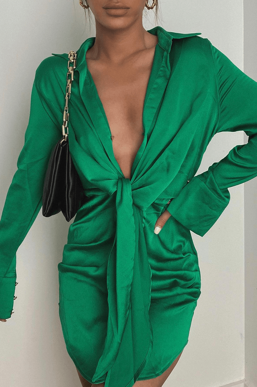 Aja Mini Dress - Green - JAUS