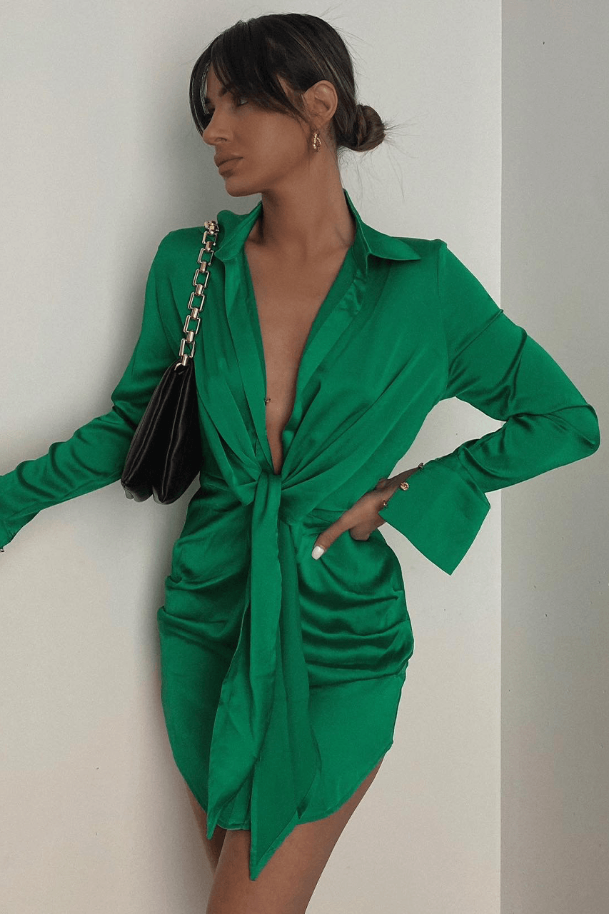 Aja Mini Dress - Green - JAUS