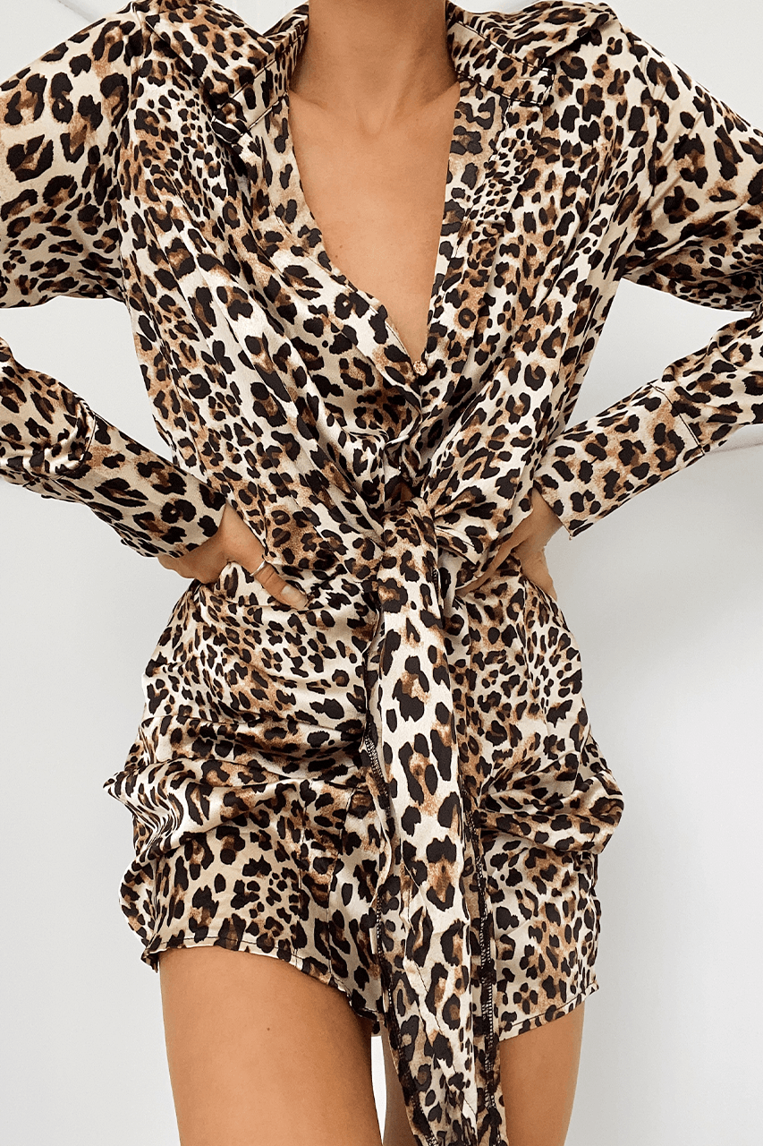 Aja Mini Dress - Leopard - SHOPJAUS - JAUS