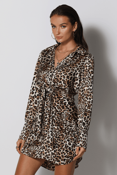 Aja Mini Dress - Leopard - SHOPJAUS - JAUS