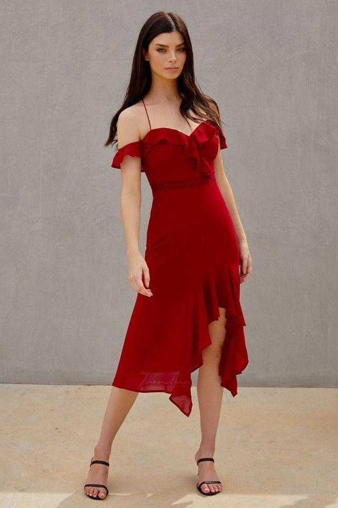 Alana Dress - Red - JAUS