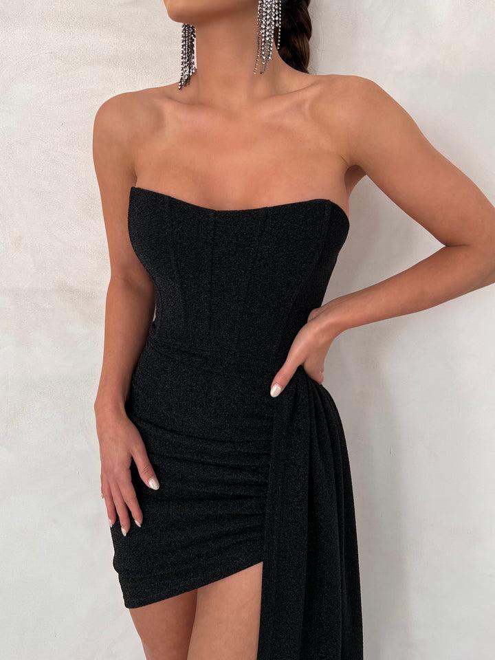 Alia Mini Dress - Black Foil - JAUS