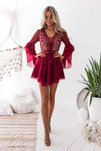 Alyse Dress - Wine - SHOPJAUS - JAUS