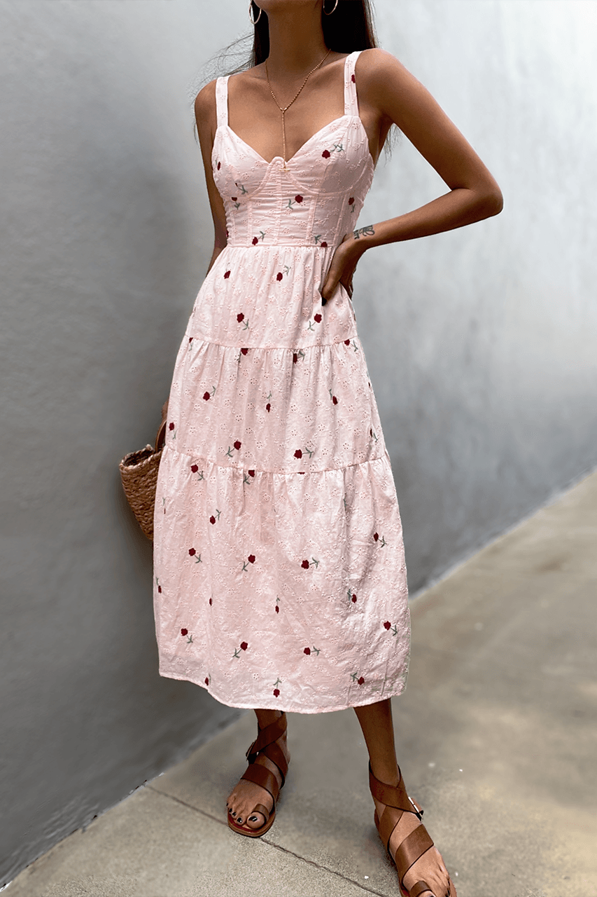 Annie Midi Dress - Pink - JAUS