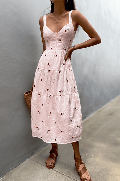 Annie Midi Dress - Pink - JAUS