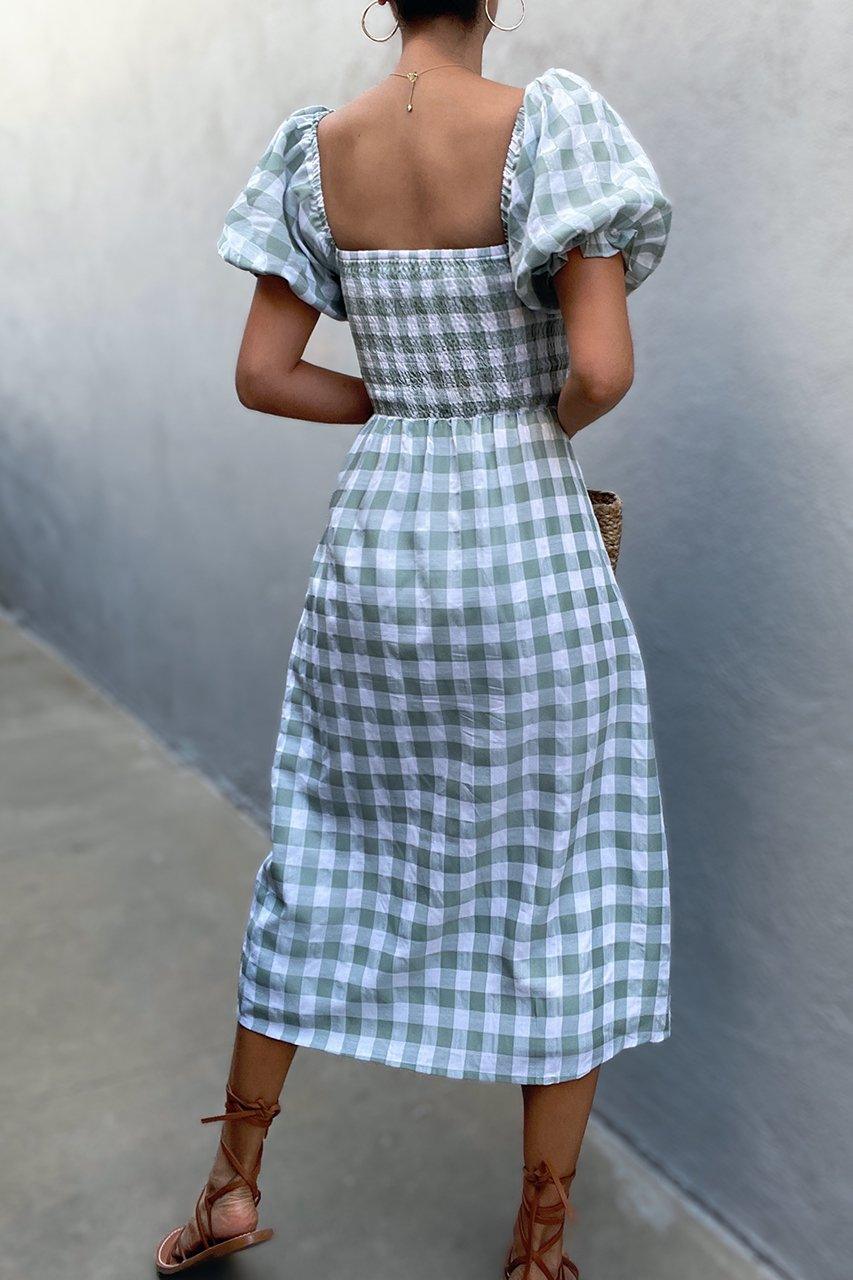 Arvada Dress - Sage Check - JAUS