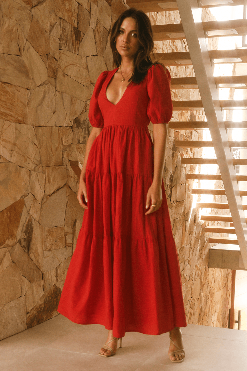 Ash Maxi Dress - Red - JAUS