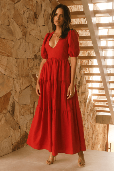 Ash Maxi Dress - Red - JAUS