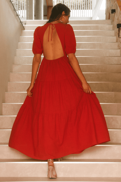 Ash Maxi Dress - Red - JAUS