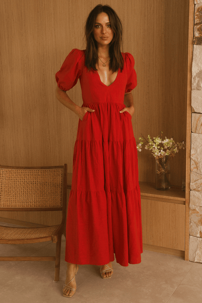 Ash Maxi Dress - Red - JAUS