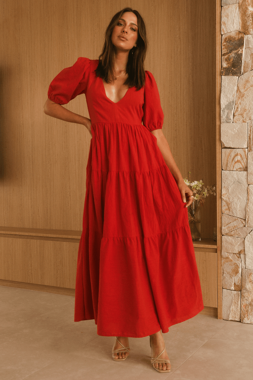 Ash Maxi Dress - Red - JAUS