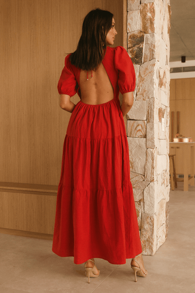 Ash Maxi Dress - Red - JAUS