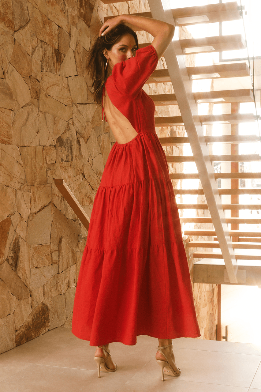 Ash Maxi Dress - Red - JAUS