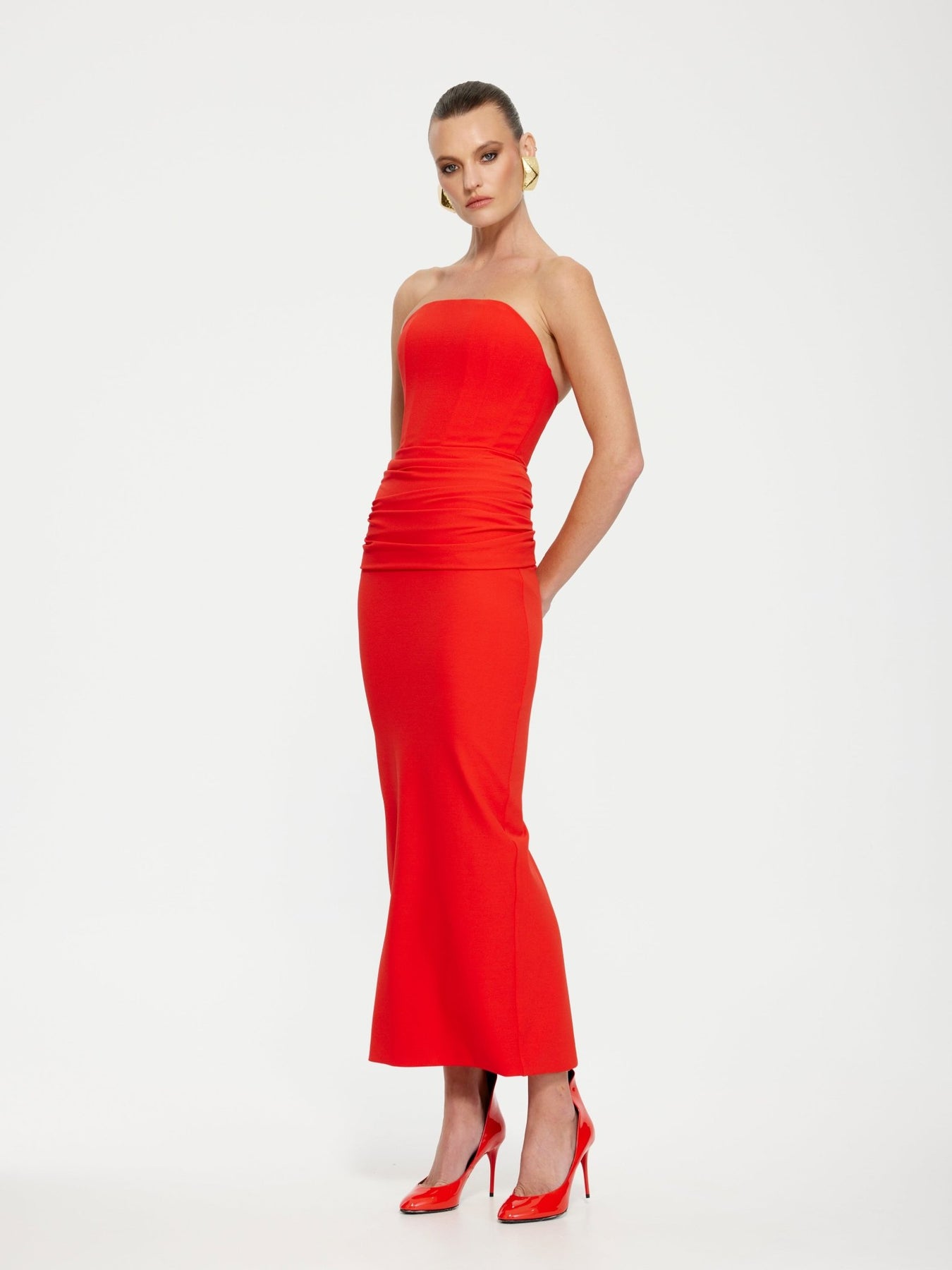 Astor Midi Dress - Red - SHOPJAUS - JAUS