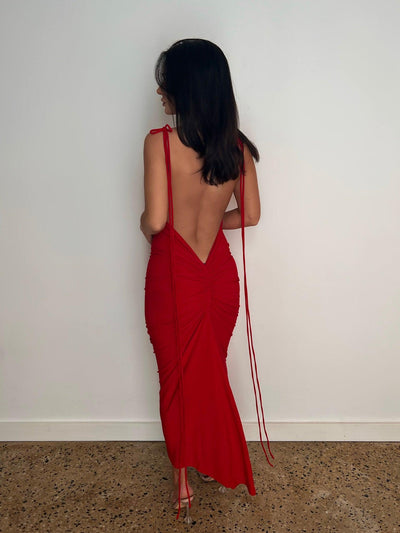 Azari Midi Dress - Red - JAUS