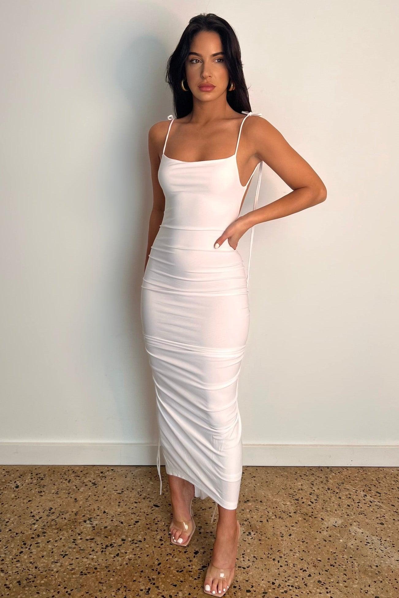 Azari Midi Dress - White - JAUS