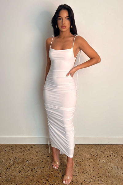 Azari Midi Dress - White - JAUS