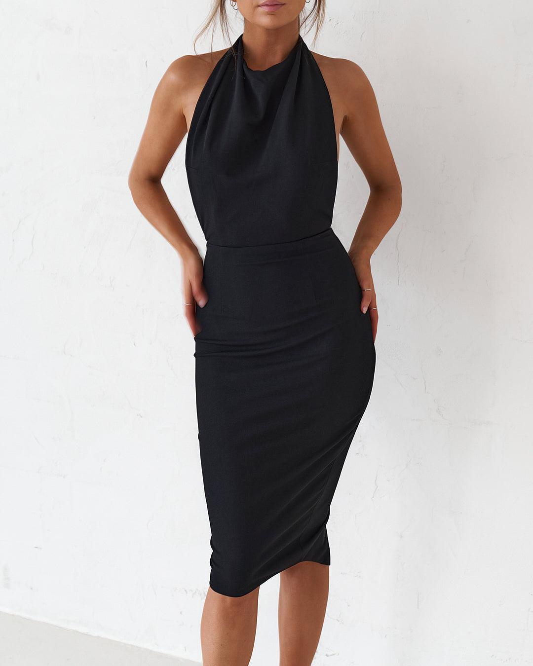 Midi Backless Dress Grainne Ruched Open-Back Midaxi Dress In Black Oh Polly Midi Backless Dress Grainne Ruched Open-Back Midaxi Dress In Black Oh Polly