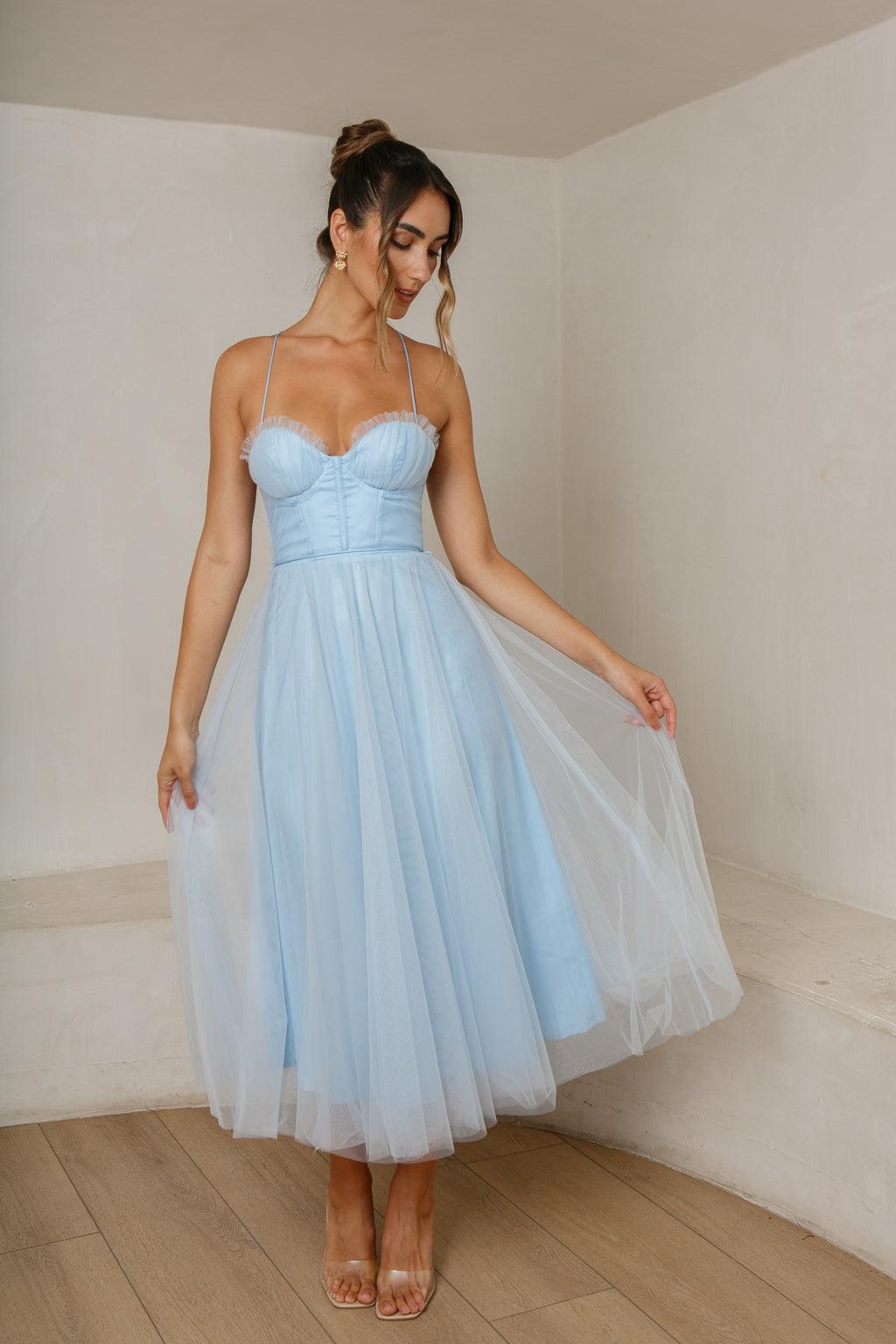 Belle Midi Dress - Blue - JAUS