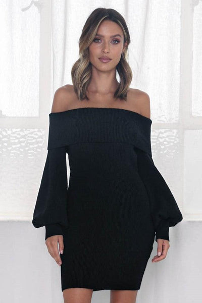 Beverly Knit Dress - Black - JAUS