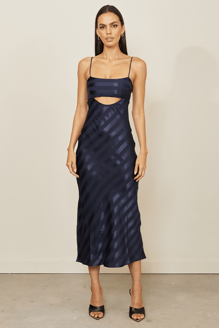 navy slip dress midi Cowl Neck Navy Blue Slip For Under Dress Blue Silk Navy Slip Dress Midi Feminine Chic