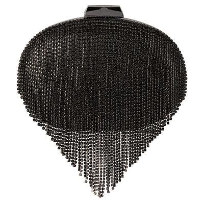 Bria Crystal Fringed Bag - Black - JAUS