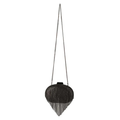 Bria Crystal Fringed Bag - Black - JAUS