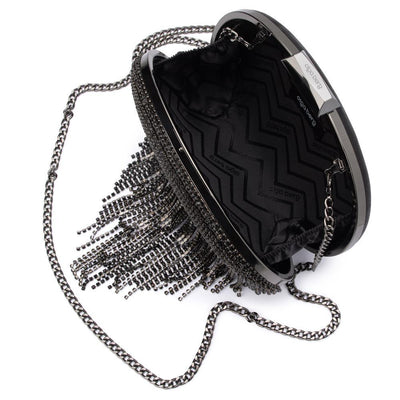 Bria Crystal Fringed Bag - Black - JAUS