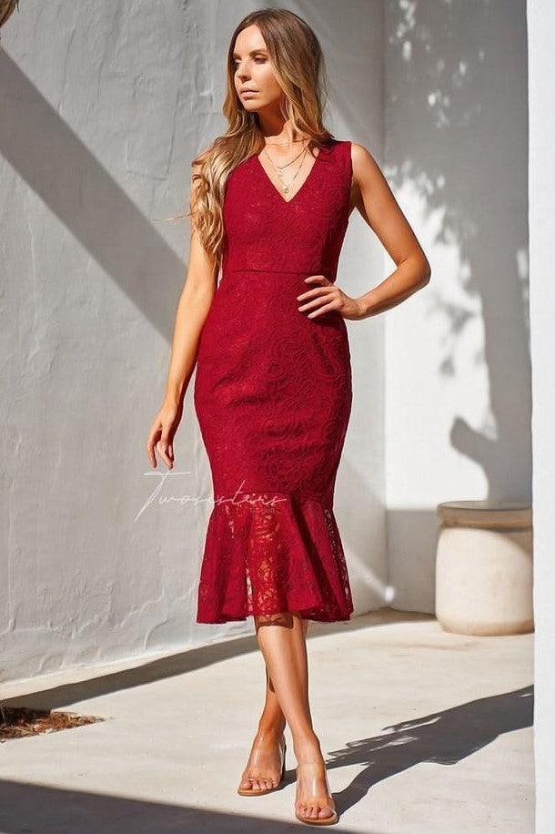 Bridget Dress - Red - SHOPJAUS - JAUS