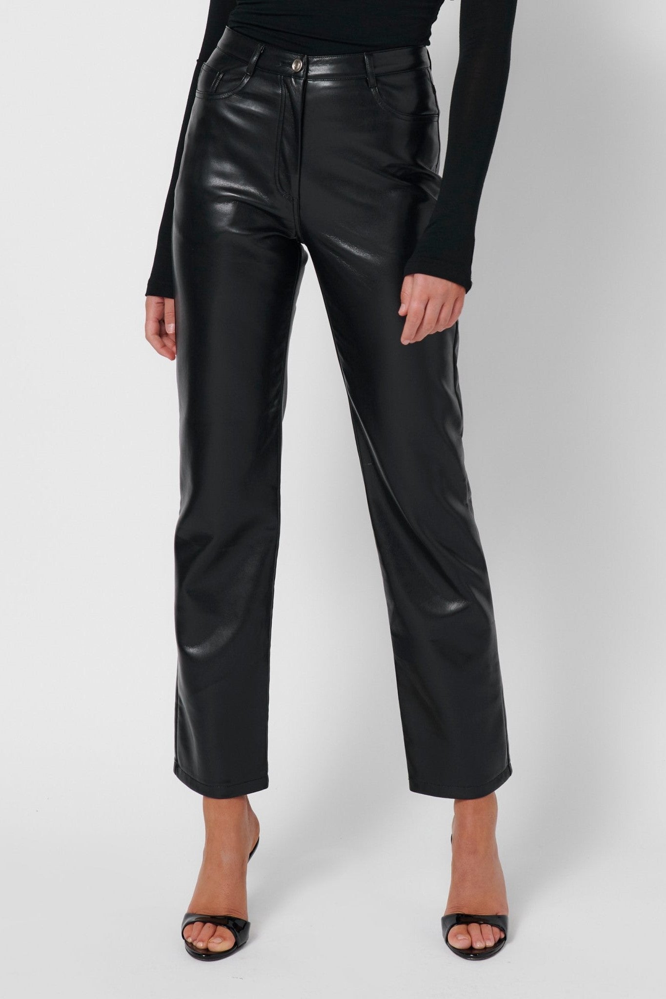 Brooke Leather Pants - Black - SHOPJAUS - JAUS