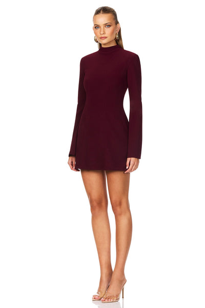 Nookie Caroline High Neck Mini Dress - Wine - SHOPJAUS - JAUS