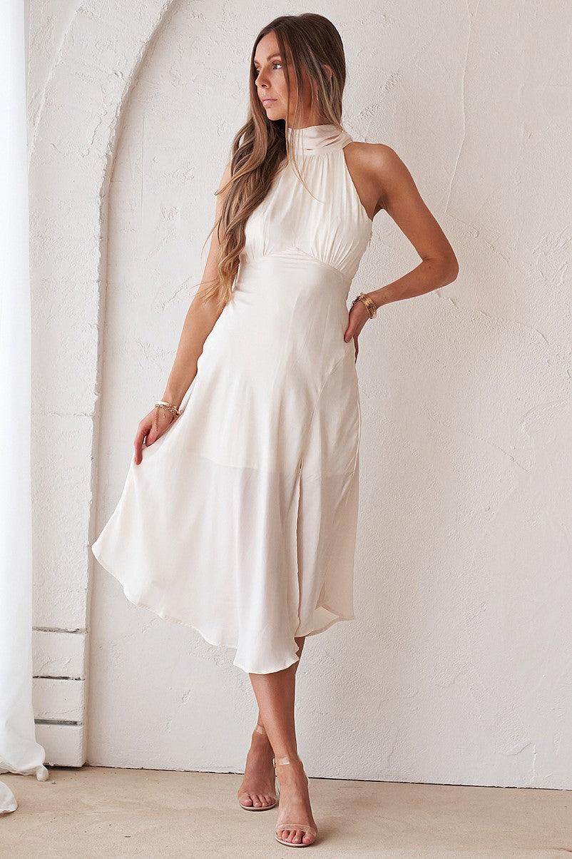 cream flowy midi dress Flowy Strappy 'Teresa' Dress with High/Low Bottom Small / Blue/Pink - Dresses - Women's Clothing & Accessories